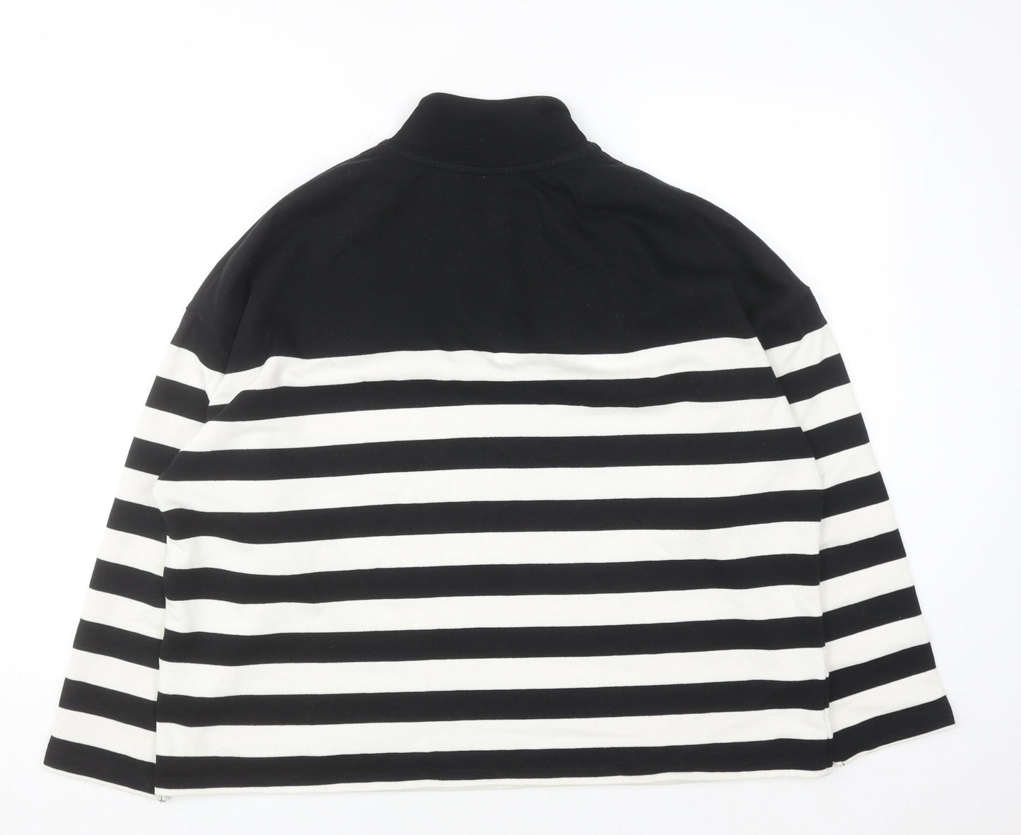Tu Woman Black & White Striped 1/4 Zip Pullover Sweatshirt XL