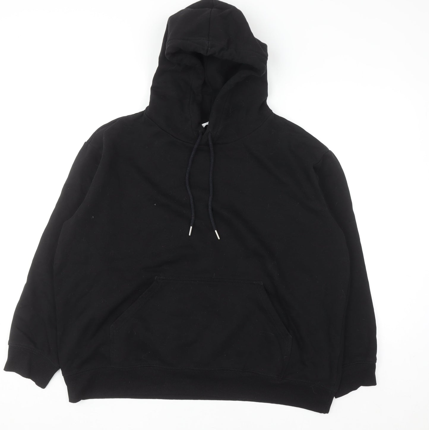 H&M Womens Black Pullover Hoodie Size 16 Cotton Blend Lined