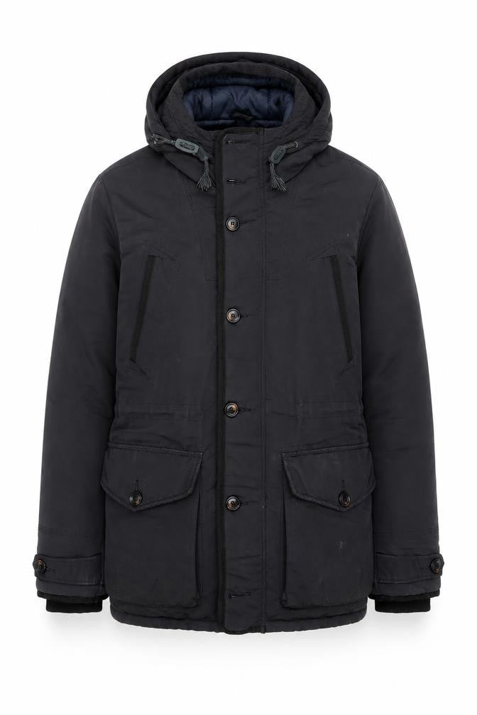 Burton Menswear London Men's Black Hooded Parka Jacket Size M