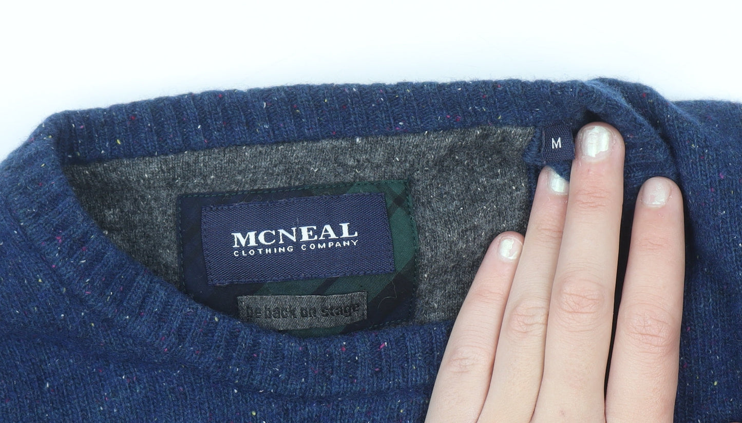 MCNEAL Men's Multicoloured Wool Crew Neck Jumper Size M