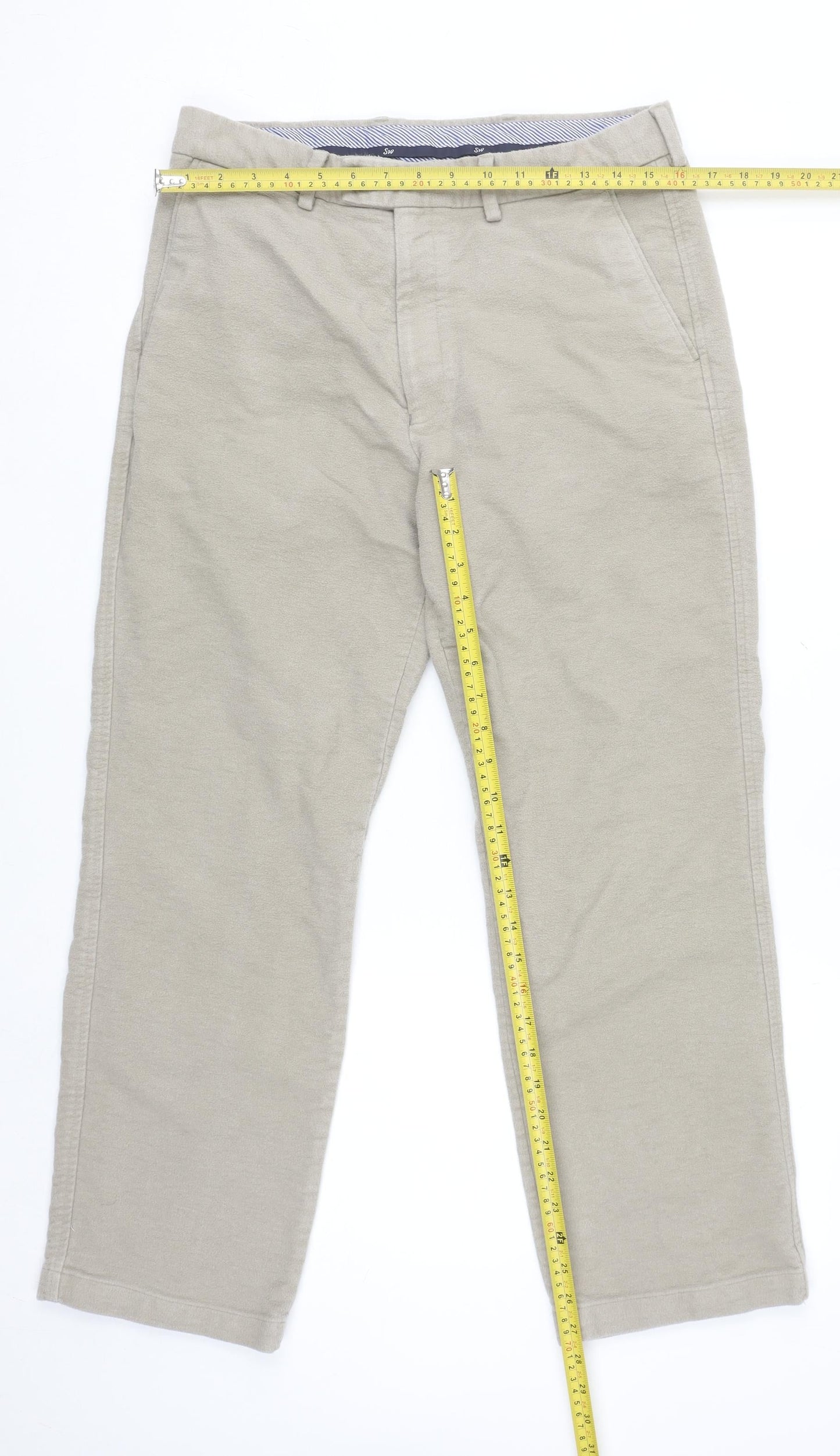 Samuel Windsor Men's Beige Chino Trousers 32W 29L Regular Fit