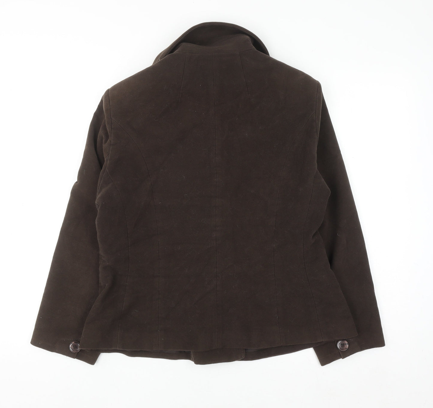 Marks and Spencer Women Brown Cotton Single-Breasted Suit Jacket Size 16