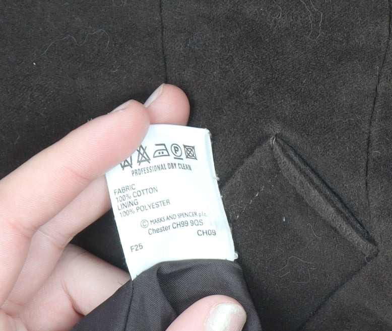 Marks and Spencer Women Brown Cotton Single-Breasted Suit Jacket Size 16