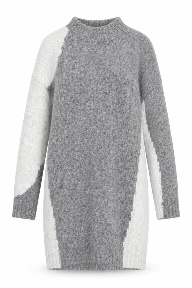 Topshop Women’s Grey Colourblock Knit Jumper Dress M