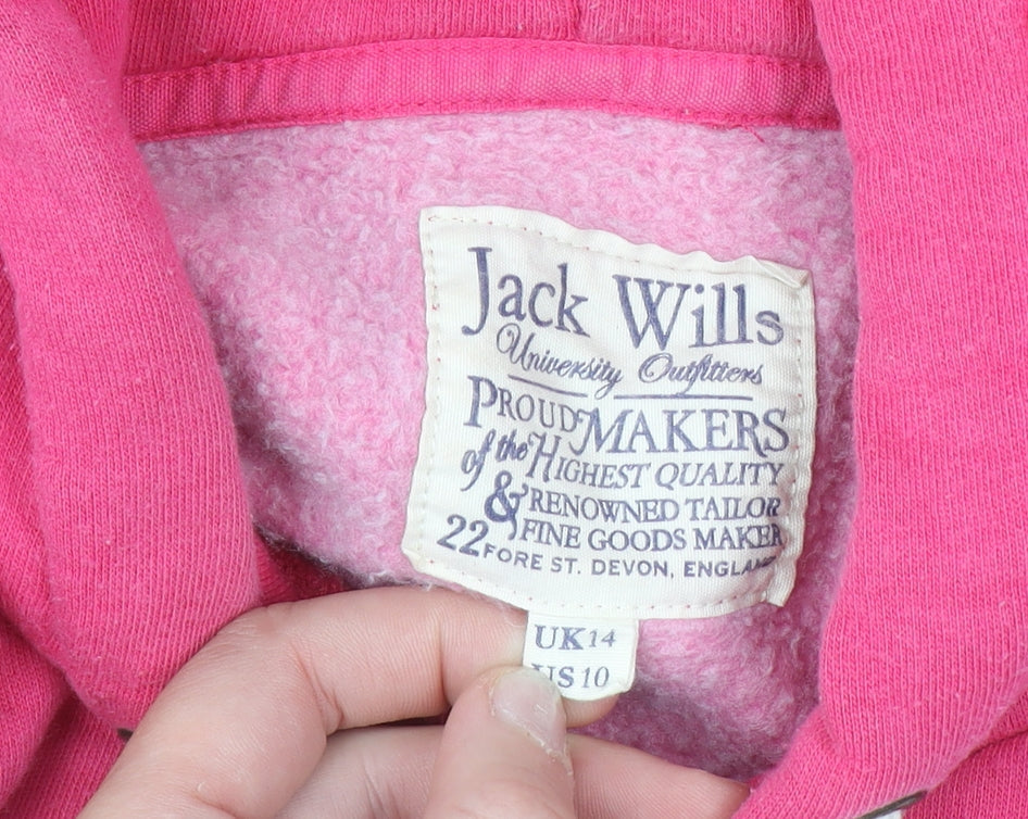 Jack Wills Womens Pink Pullover Hoodie Size 14 Cotton Blend University Style