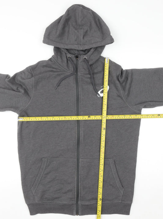 Asics Mens Grey Full Zip Hoodie Size M Sports Fleece Sweatshirt