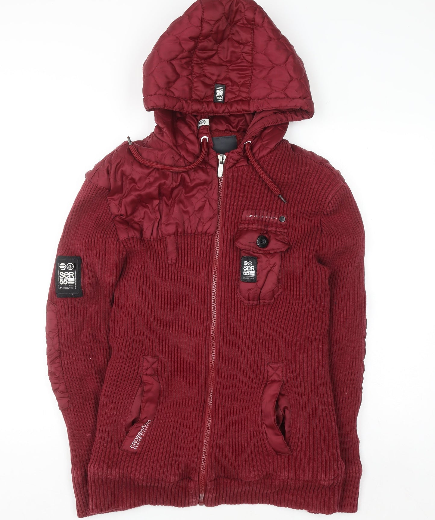 Crosshatch Women’s Red 2XL Hooded Full Zip Bomber Jacket