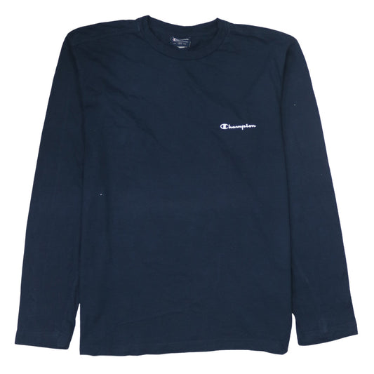 Champion Men's Navy Blue Long Sleeve Crew Neck T-Shirt Size L