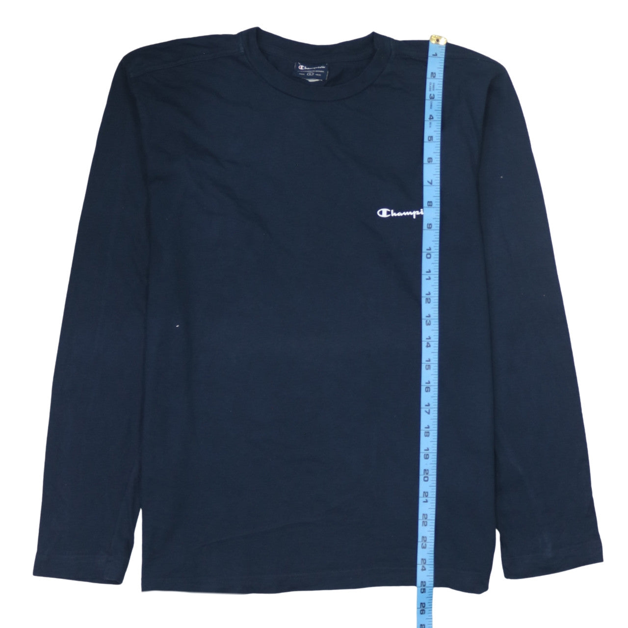 Champion Men's Navy Blue Long Sleeve Crew Neck T-Shirt Size L
