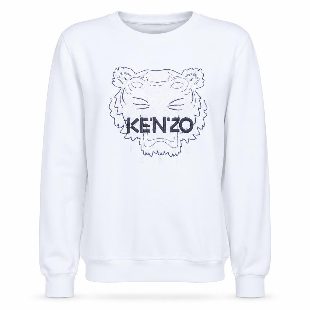 Kenzo Men White Embroidered Tiger Sweatshirt S Regular Fit