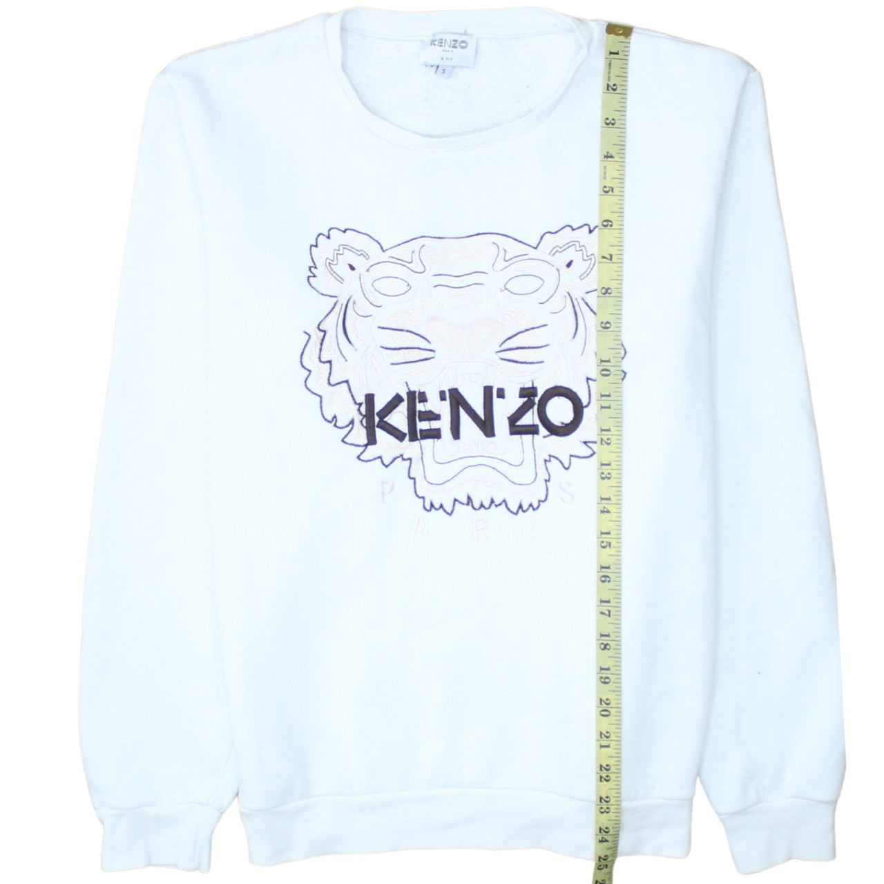 Kenzo Men White Embroidered Tiger Sweatshirt S Regular Fit