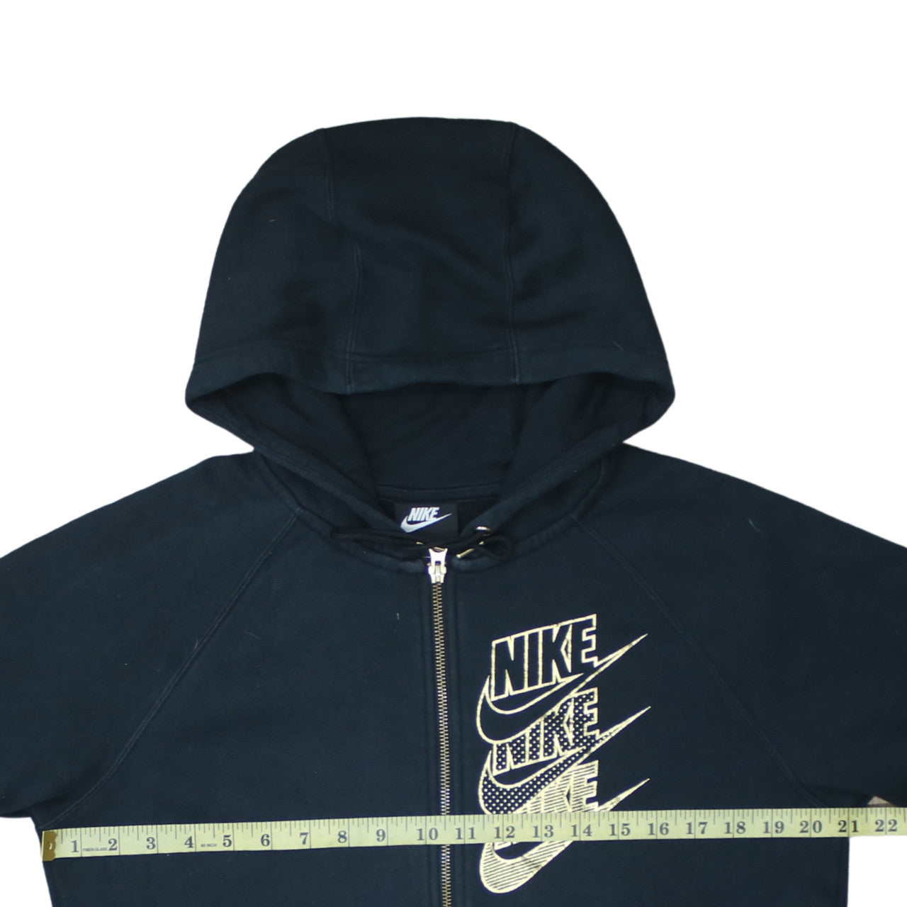 Nike Womens Black XS Full Zip Hoodie Sweatshirt Cotton Blend