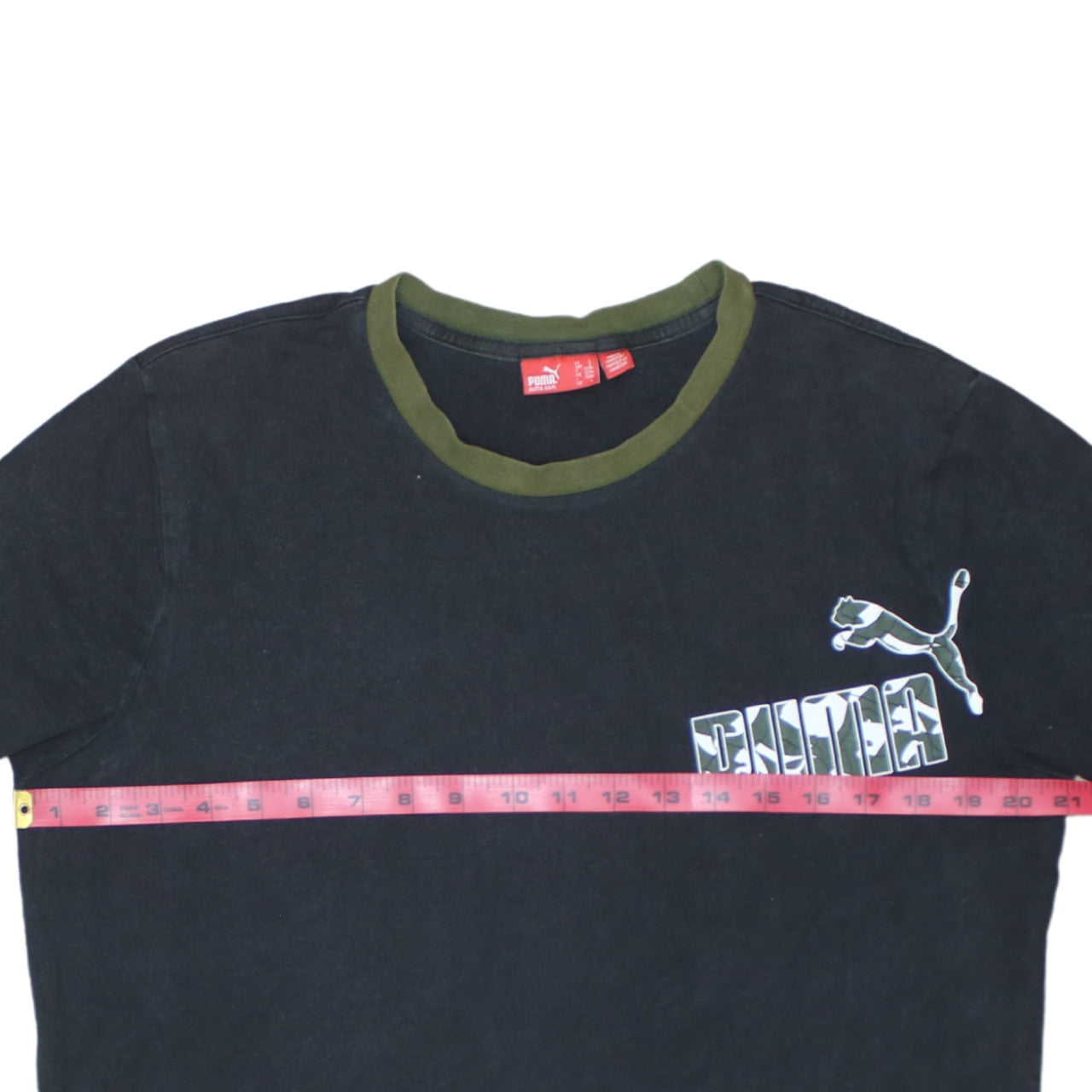 Puma Mens Black Camouflage Logo Crew Neck T-Shirt Size L