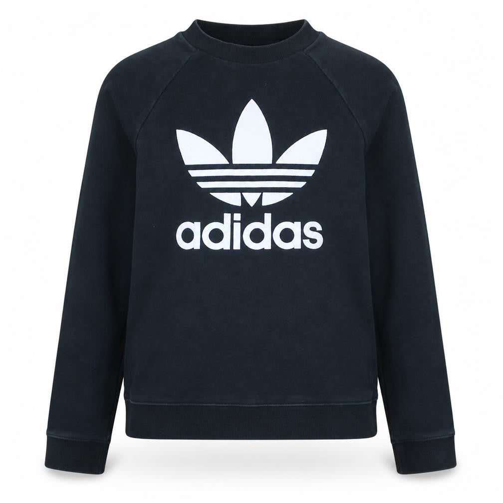 Adidas Womens Black XS Crew Neck Pullover Sweatshirt with Logo Print