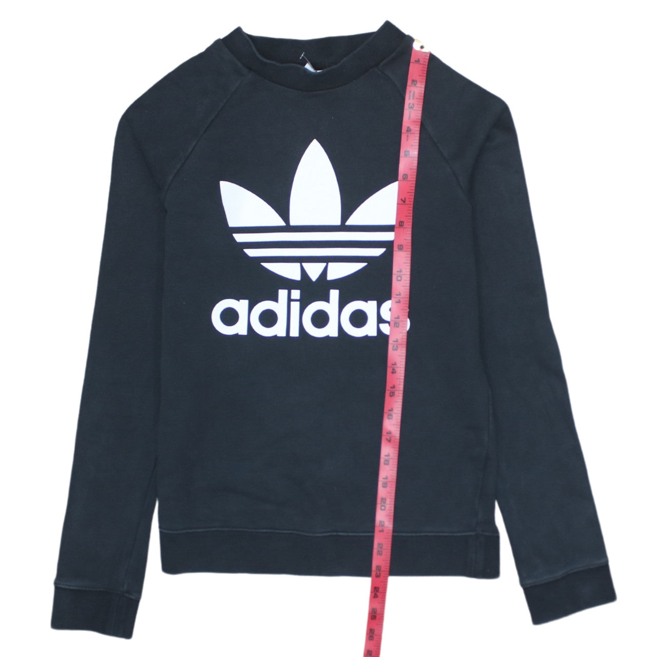 Adidas Womens Black XS Crew Neck Pullover Sweatshirt with Logo Print