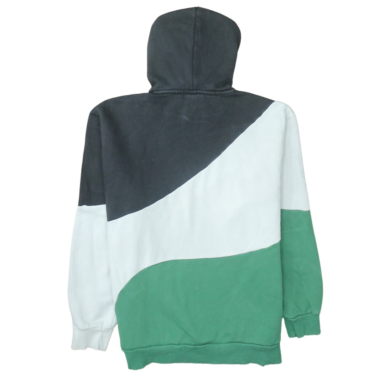 Puma Men's Black White Green Colour Block Pullover Hoodie L