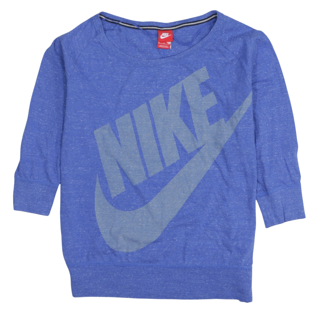 Nike Women Blue XL Pullover Sweatshirt Crew Neck Logo Cotton Blend