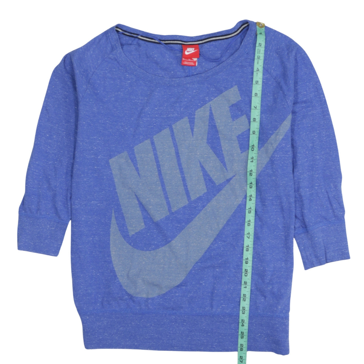 Nike Women Blue XL Pullover Sweatshirt Crew Neck Logo Cotton Blend