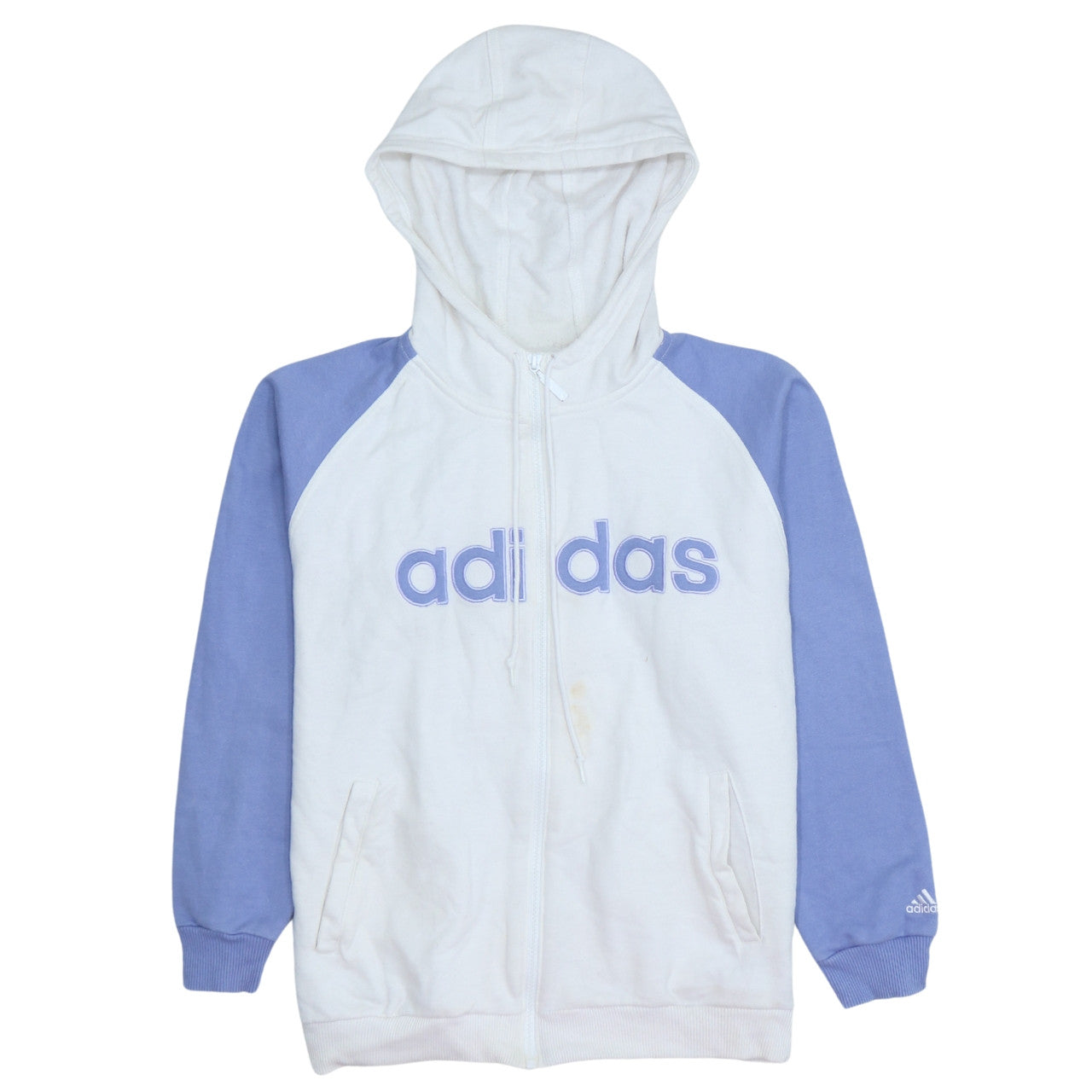 Adidas Women White & Blue Full Zip Hoodie Size 14