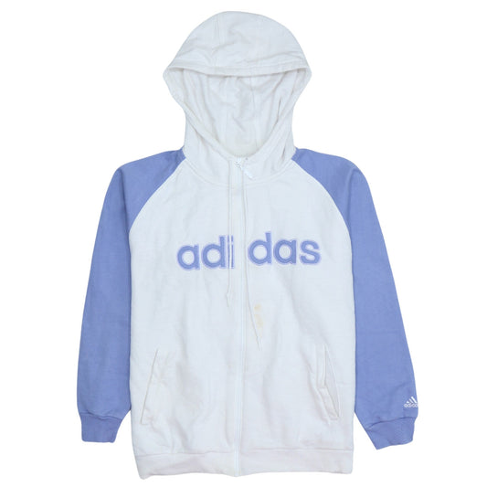 Adidas Women White & Blue Full Zip Hoodie Size 14