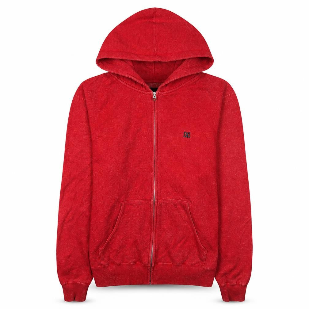 DC Boys Red Full Zip Hoodie Size L Cotton Blend Casual Sweatshirt