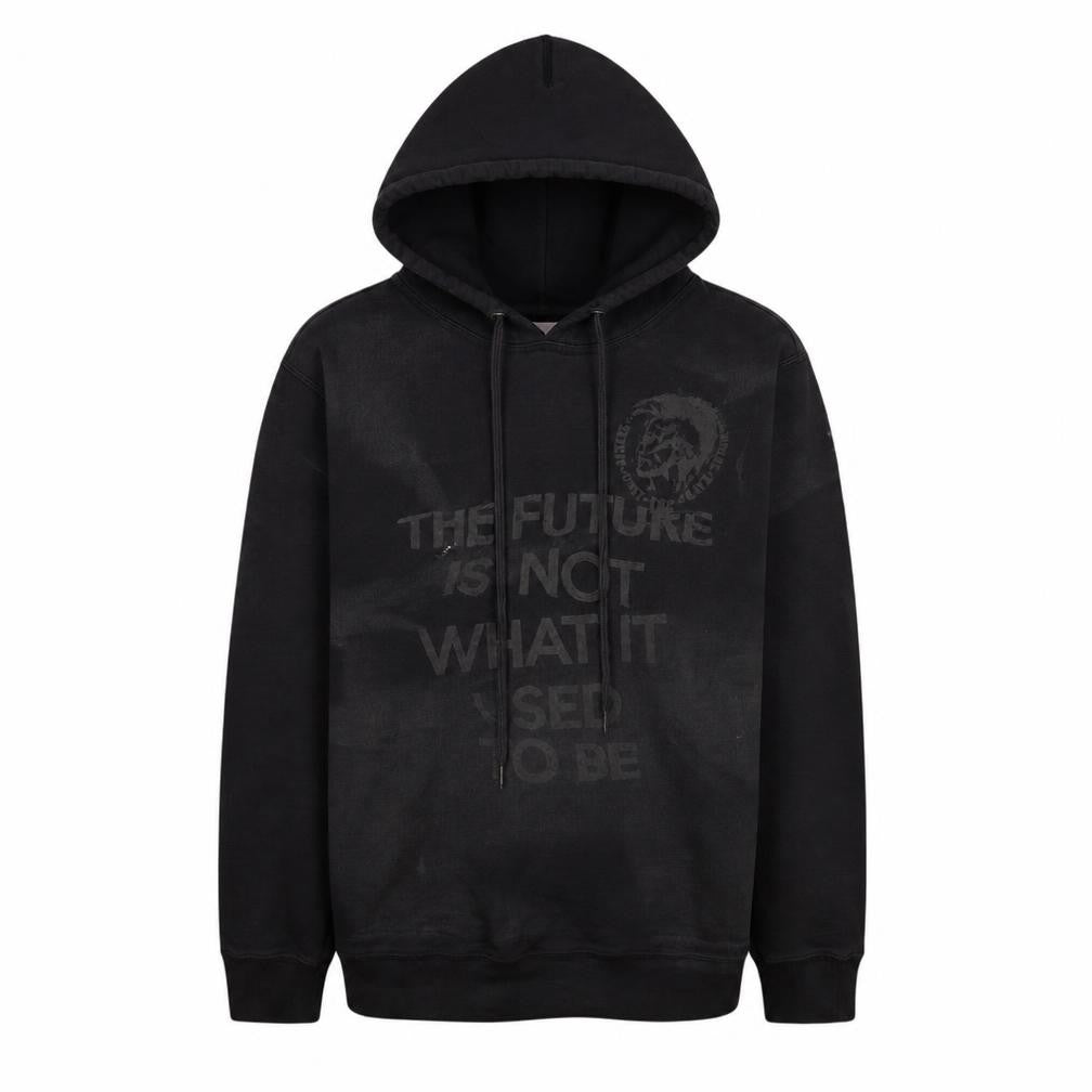 Diesel Men's Black Pullover Hoodie L Graphic Print Regular Fit