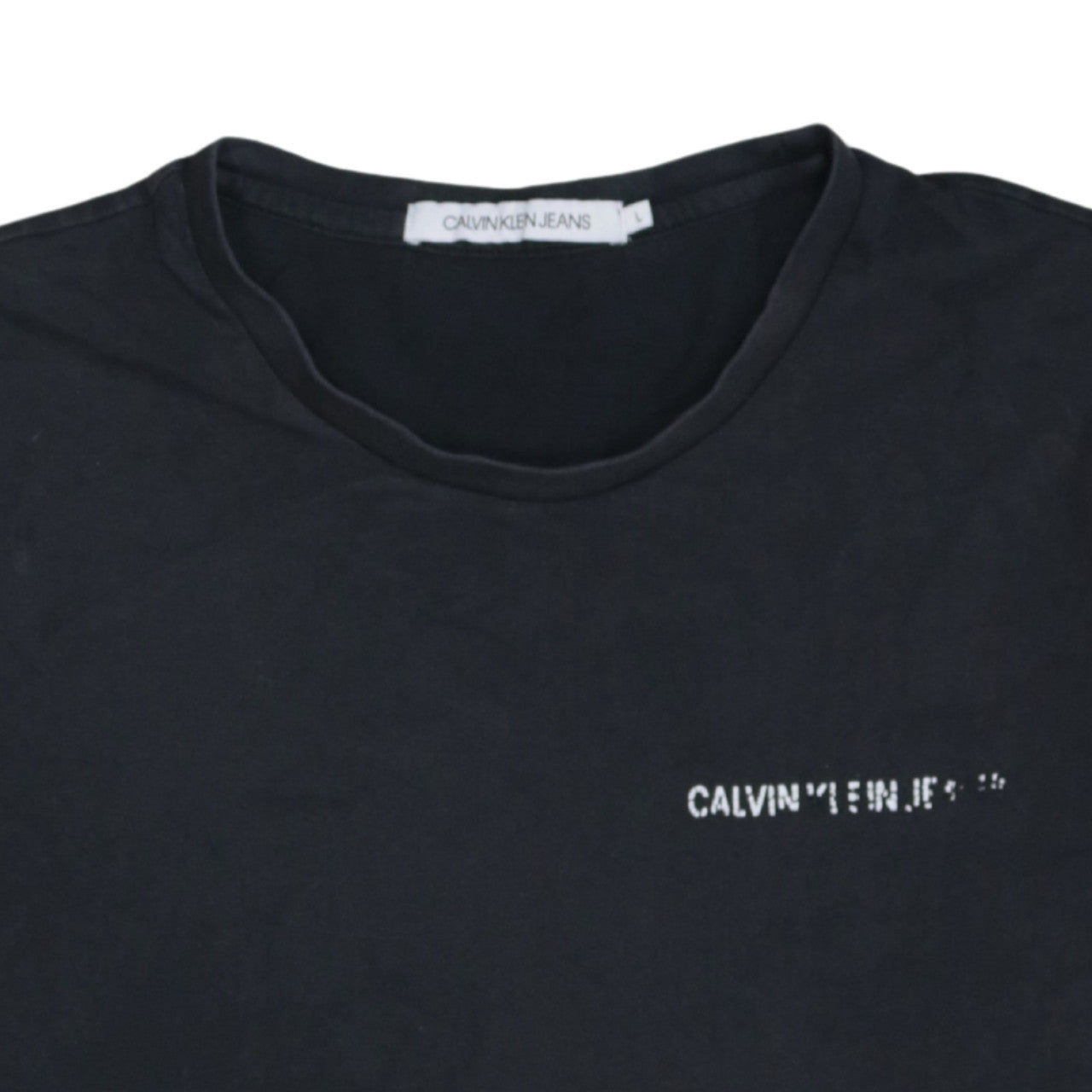 Calvin Klein Jeans Men's Black Logo Cotton T-Shirt Size L