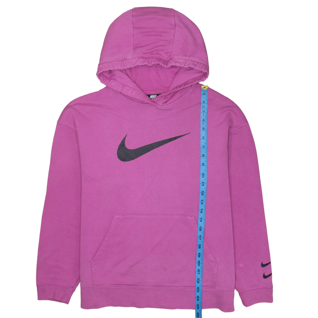 Nike Womens Pink Pullover Hoodie L Logo Cotton Blend Sweatshirt
