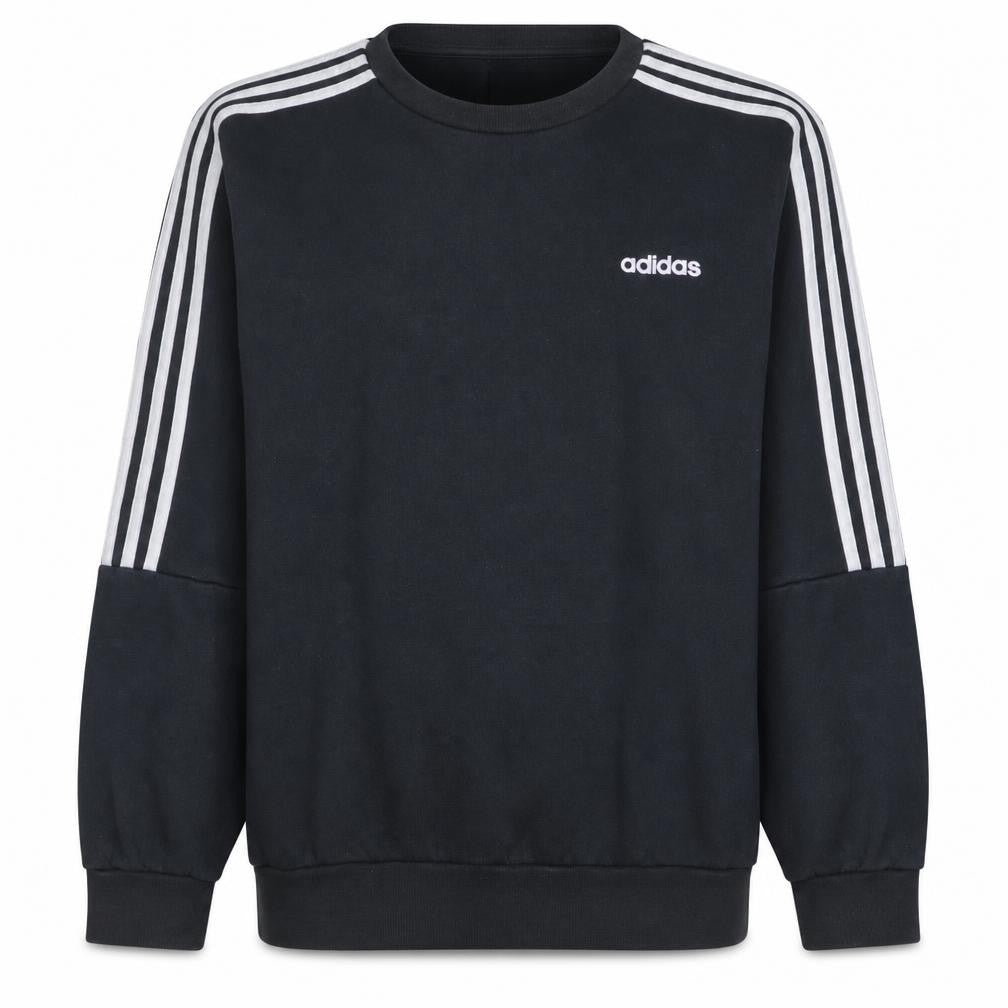 Front view of adidas Men's Black Crew Neck Regular Fit Sweatshirt L Sports Fleece
