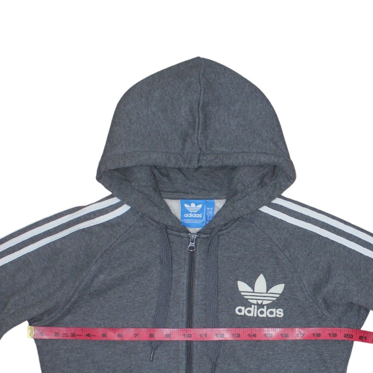 adidas Men's Grey Full Zip Hoodie S Classic 3-Stripes Logo