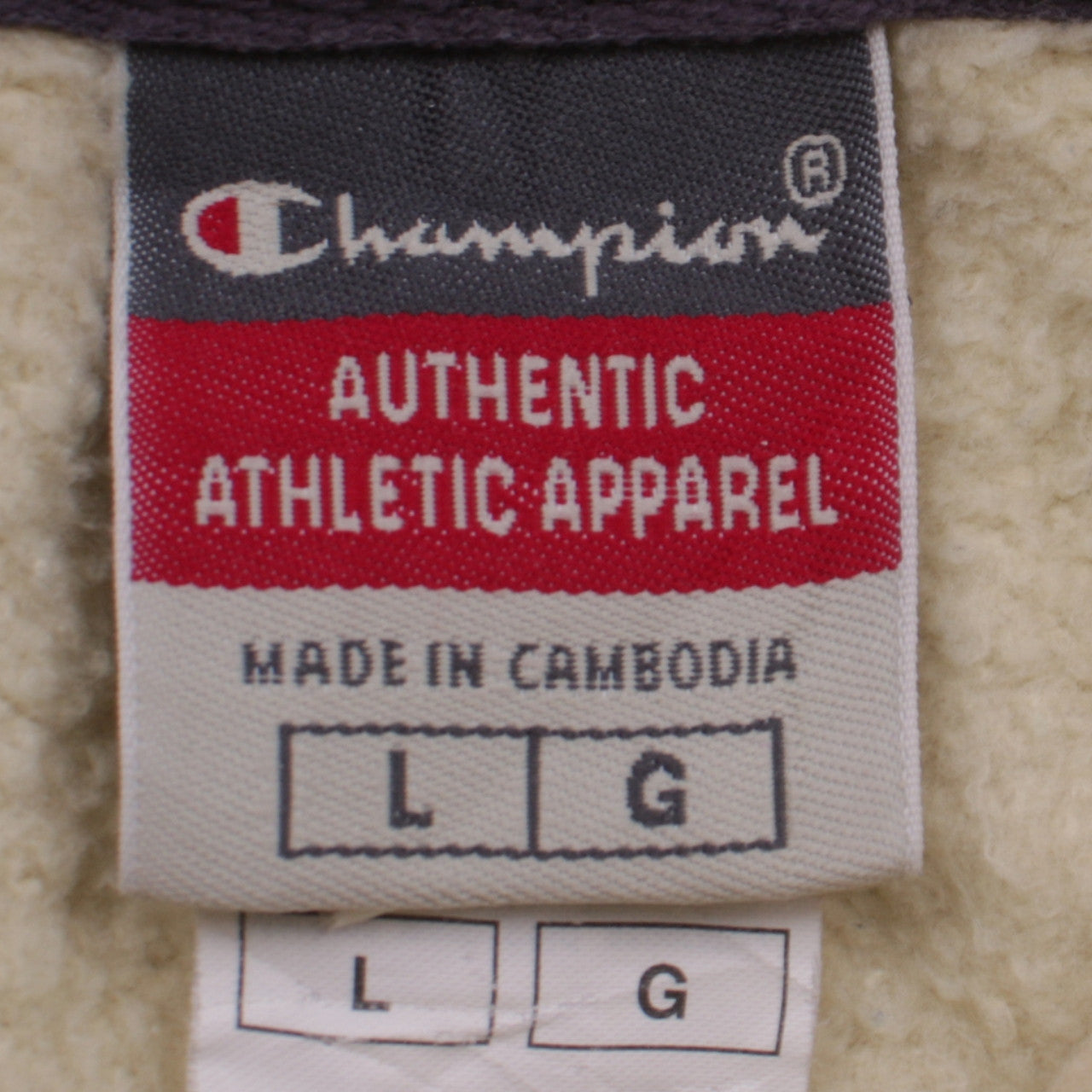 Champion Men's Beige Pullover Hoodie L Fleece Cotton Blend