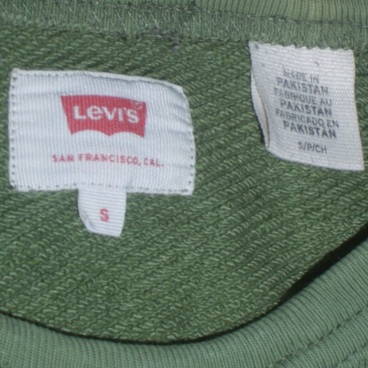 Levi's Women Green Crew Neck Cotton Pullover Sweatshirt Size S