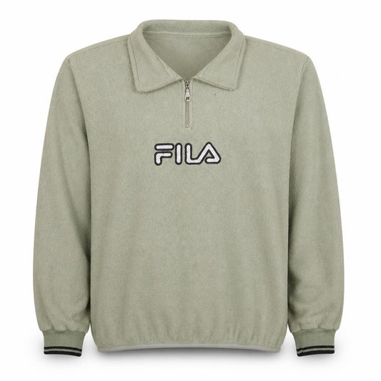 FILA Men’s Green 1/4 Zip Fleece Jacket Size M Retro Sportswear