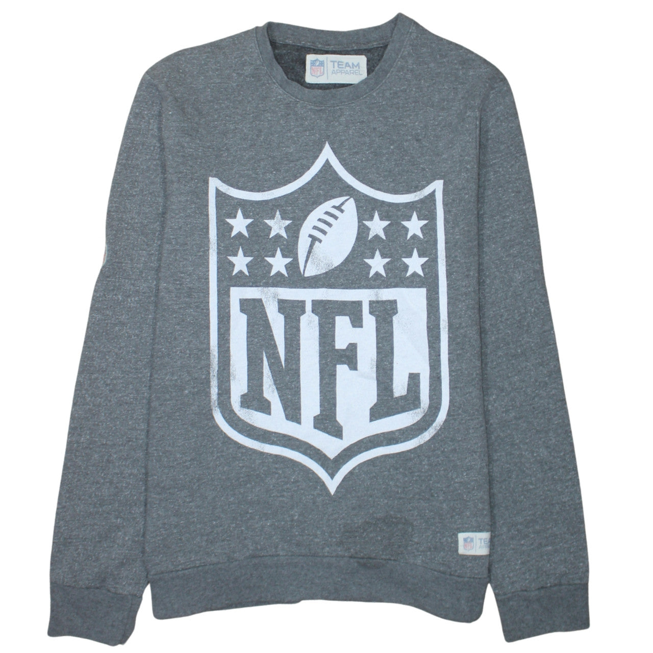 Team Apparel Mens Grey L Pullover Crew Neck NFL Logo Sweatshirt