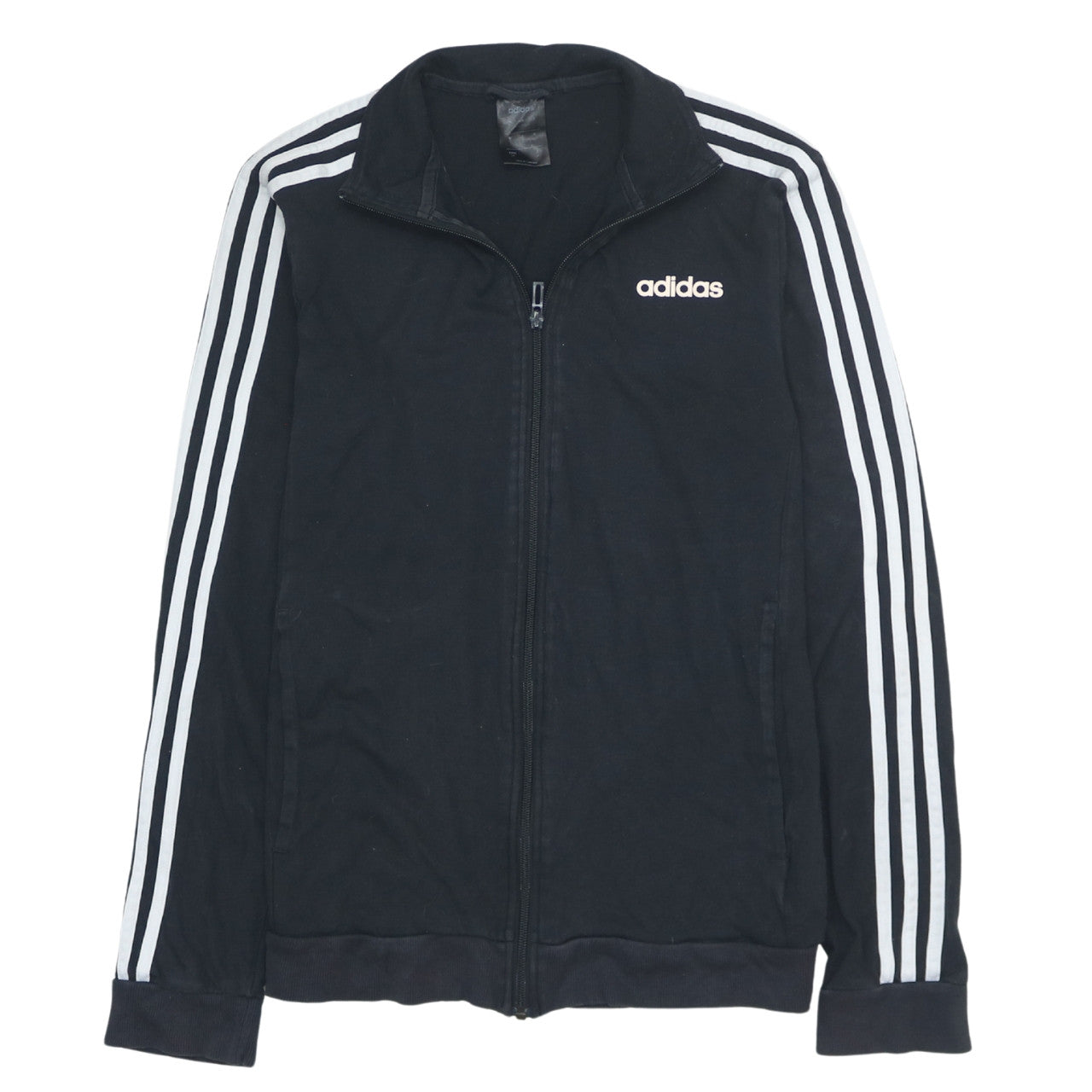 Adidas Men Black Full Zip Sweatshirt S Regular Fit Sports Style