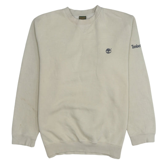 Timberland Men's Beige Embroidered Logo Pullover Sweatshirt S