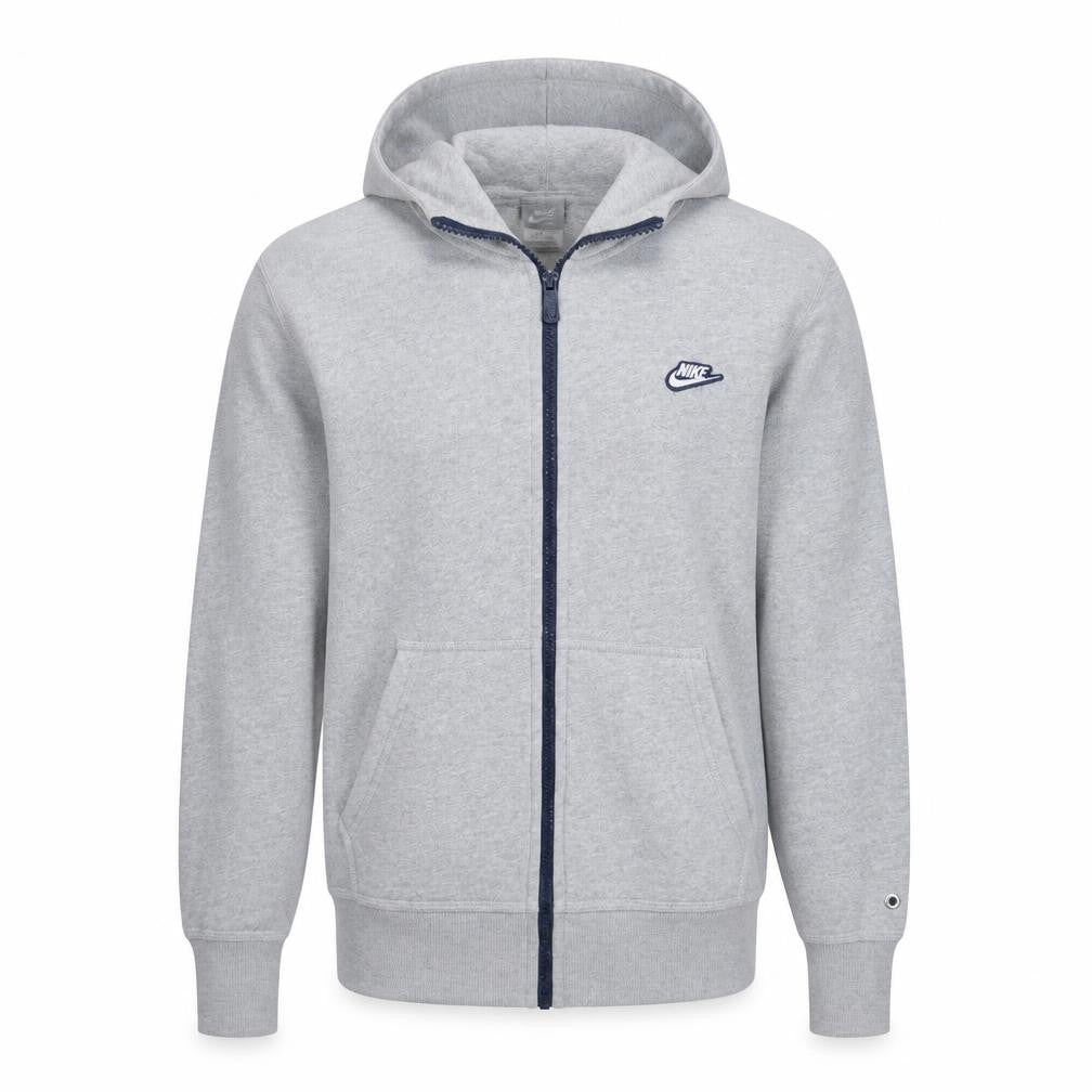 Nike Men's Grey Full Zip Hoodie Size L Sportswear Fleece