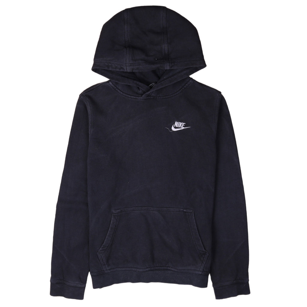 Nike Boys Black XL Pullover Hoodie with Logo, Standard Fit
