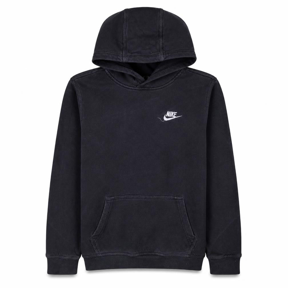 Nike Boys Black XL Pullover Hoodie with Logo, Standard Fit