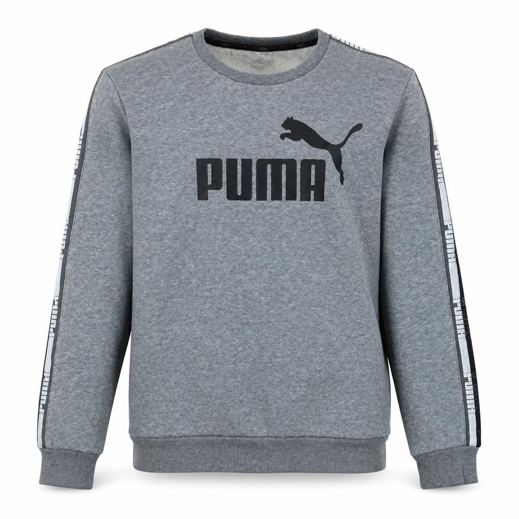 Puma Men's Grey Small Logo Sweatshirt Crew Neck Long Sleeve