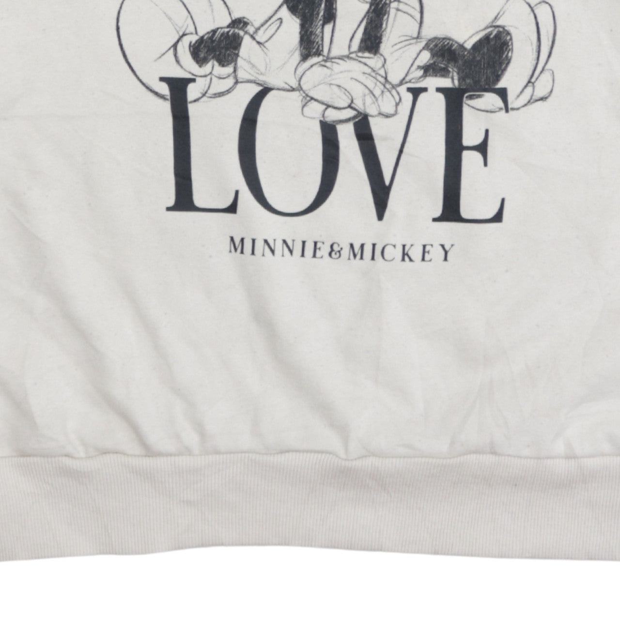 Disney Women Beige Mickey & Minnie Love Graphic Pullover Sweatshirt Size M
