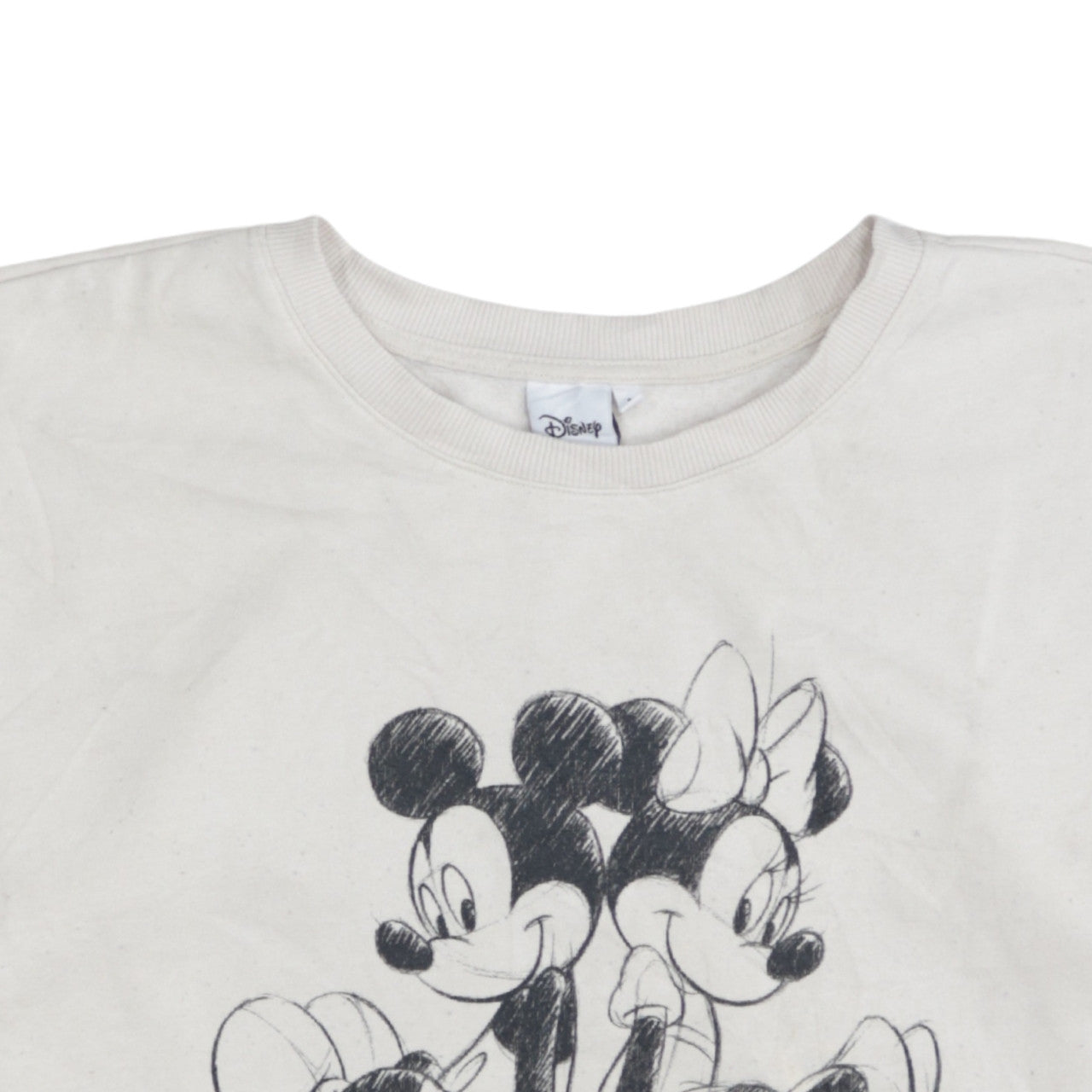 Disney Women Beige Mickey & Minnie Love Graphic Pullover Sweatshirt Size M