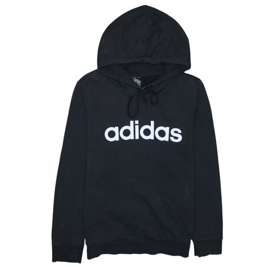 Adidas Womens Black Pullover Hoodie Size M 12-14 Cotton Blend Logo