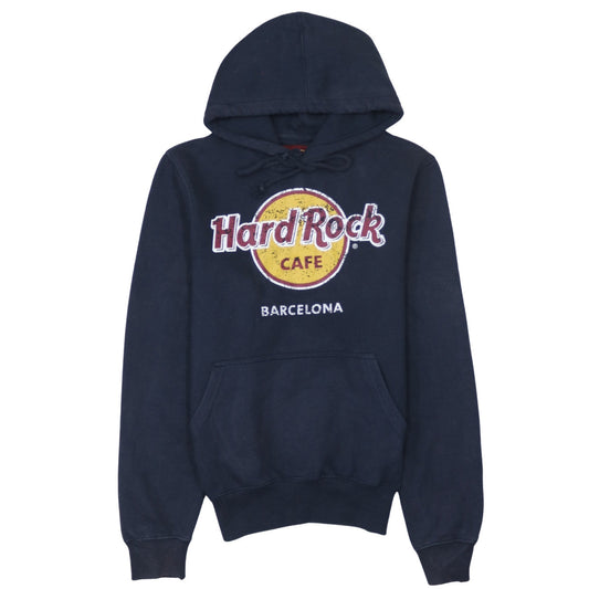 Hard Rock Cafe Barcelona Men Blue Pullover Hoodie Small