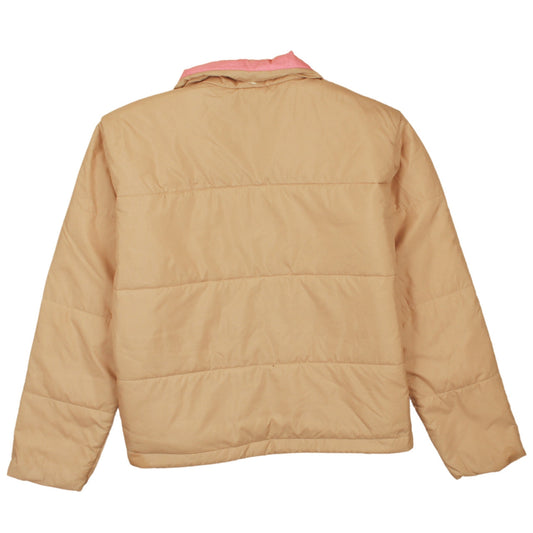Adidas Womens Beige Puffer Jacket Size 12 Full Zip Winter Coat