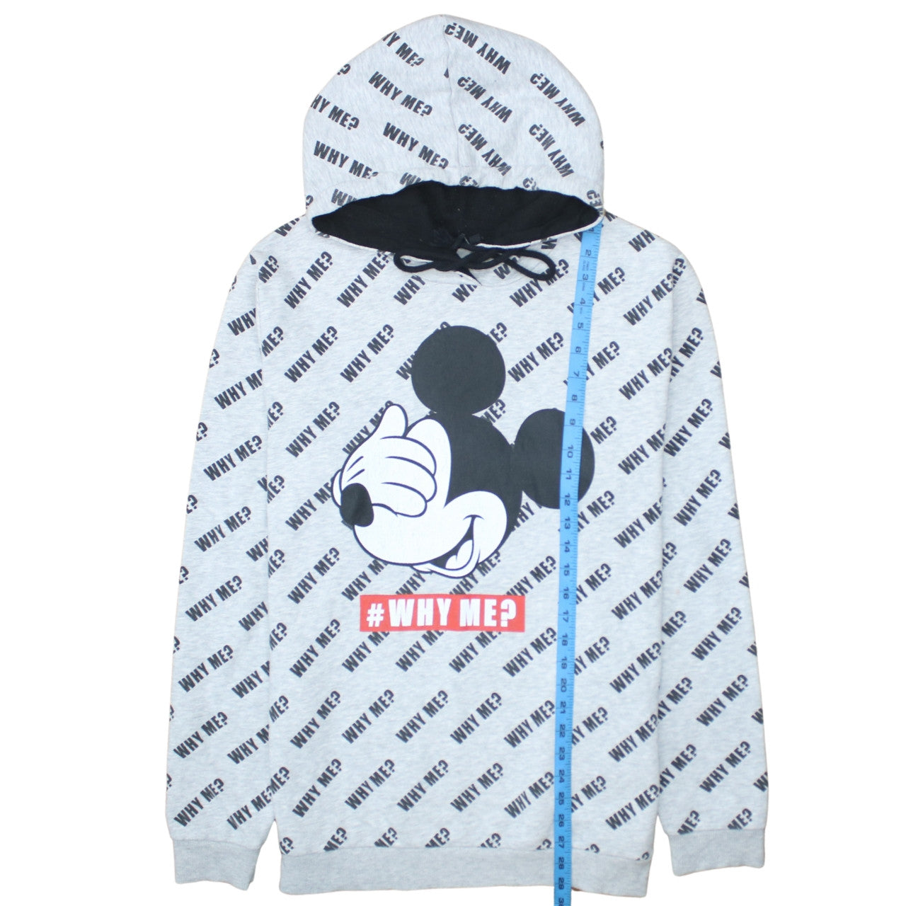 Disney Women Grey Mickey Mouse Pullover Hoodie L #WhyMe Print