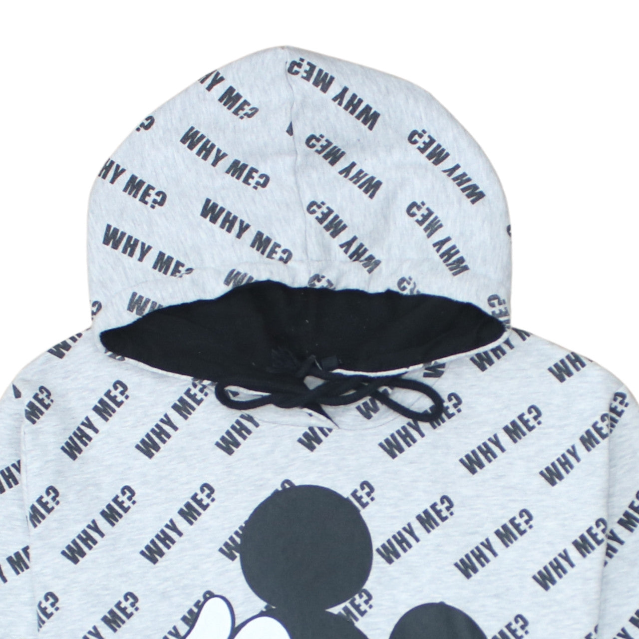 Disney Women Grey Mickey Mouse Pullover Hoodie L #WhyMe Print