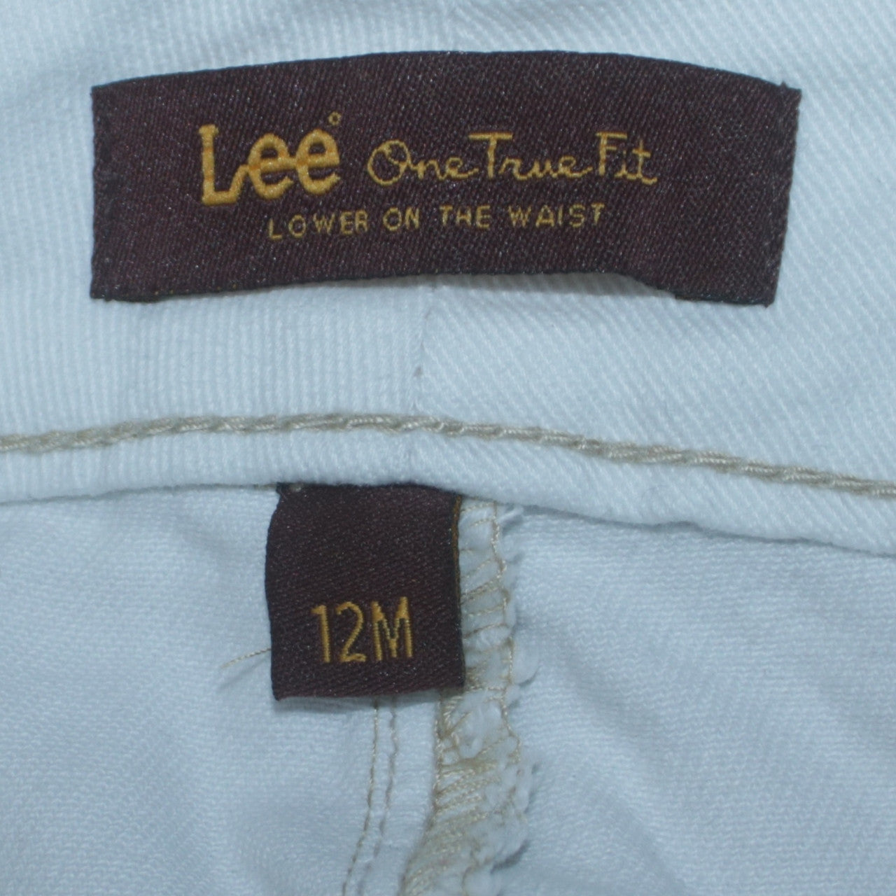 Lee Women’s White Straight Leg Jeans Size 12 Low Rise Stretch Denim