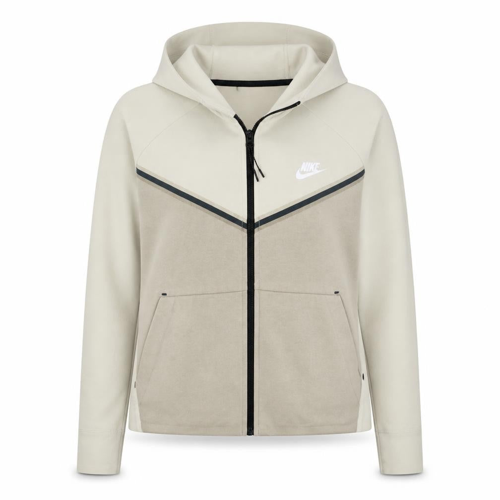 Nike Womens Beige Full Zip Hoodie L Cotton Blend Sportswear