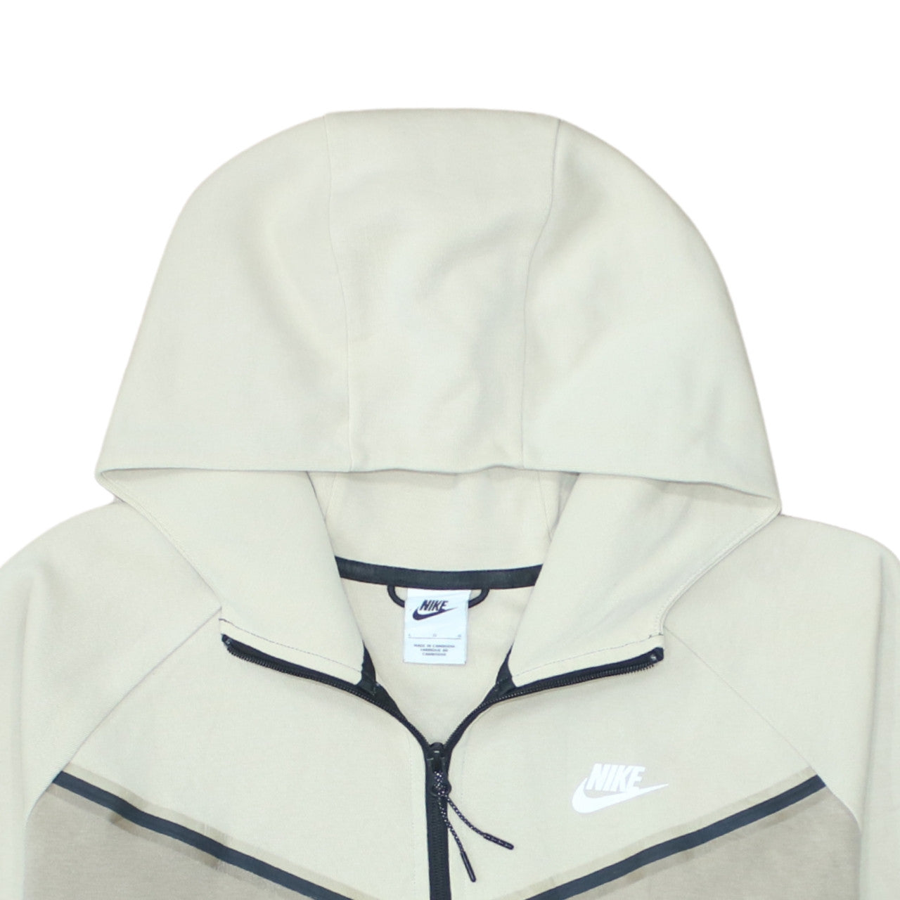 Nike Womens Beige Full Zip Hoodie L Cotton Blend Sportswear